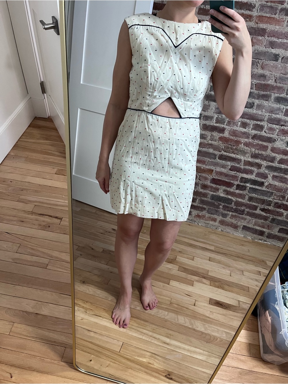 Lauren Moffatt Cream Polka Dot Cutout Mini Skirt